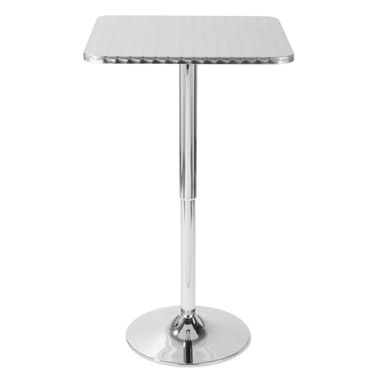 Bistro Contemporary Adjustable Square Bar Table in Silver by
