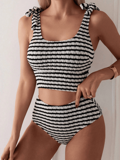 Women's two-piece striped swimsuit