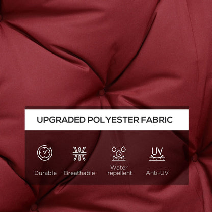 3 Seater Outdoor Swing Cushions with Backrest, Replacement Cushions for Patio Furniture, Wine Red