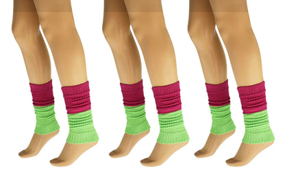 Leg Warmers for Women Colorful Cotton Knitted Leg Warmers 21 Inches 3 Pairs