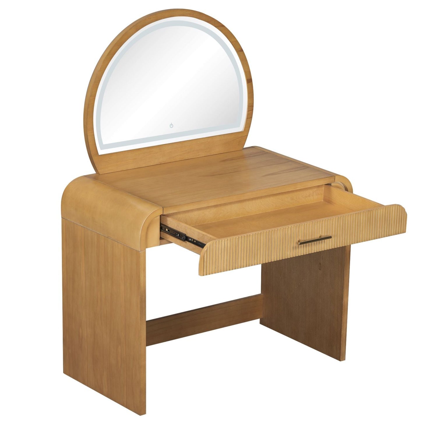 39" Makeup Vanity Table with Mirror Touch Screen Lighted Mirror, Dressing Table with Drawer for Bedroom, Natural