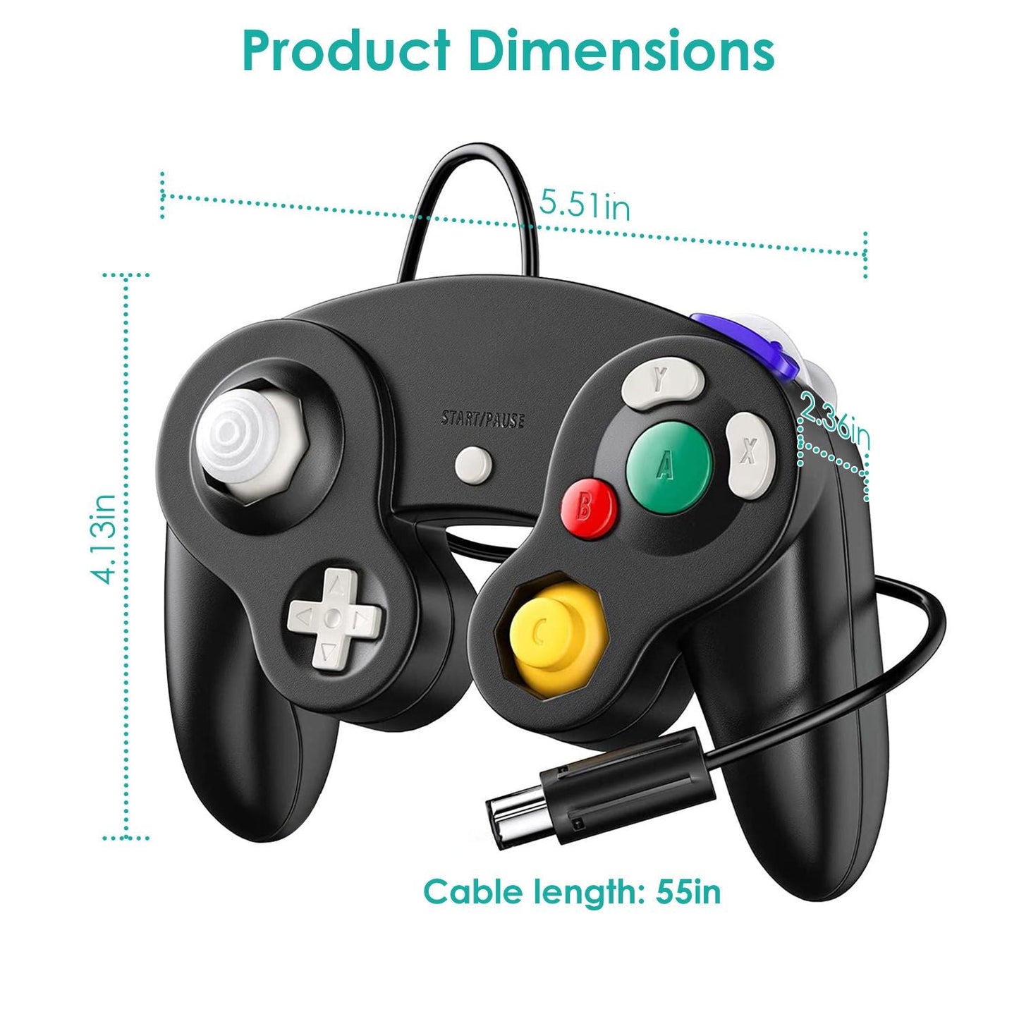Shock Wired Game Controller Gamepad Compatible with Nintendo Wii Gamecube