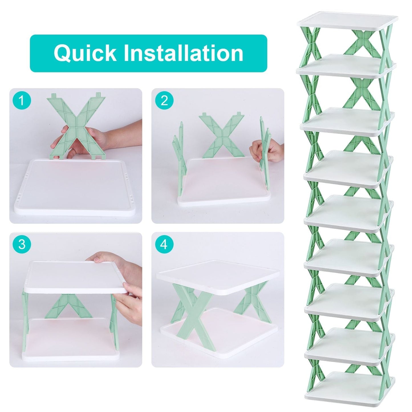 9Tier Narrow Entryway Shoe Rack Free Standing Vertical Shoe Organizer Plastic Shoes Storage Shelf Closet Hallway