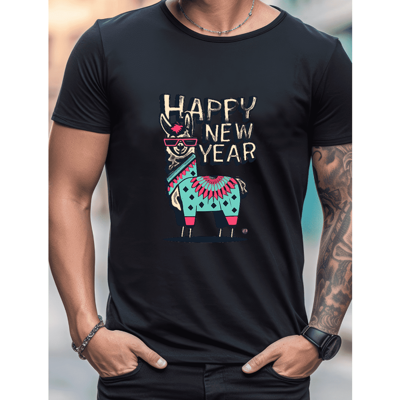 2025 New Year Cotton T-Shirt for Men - Stylish & Comfortable Short Sleeve Tee for All Seasons