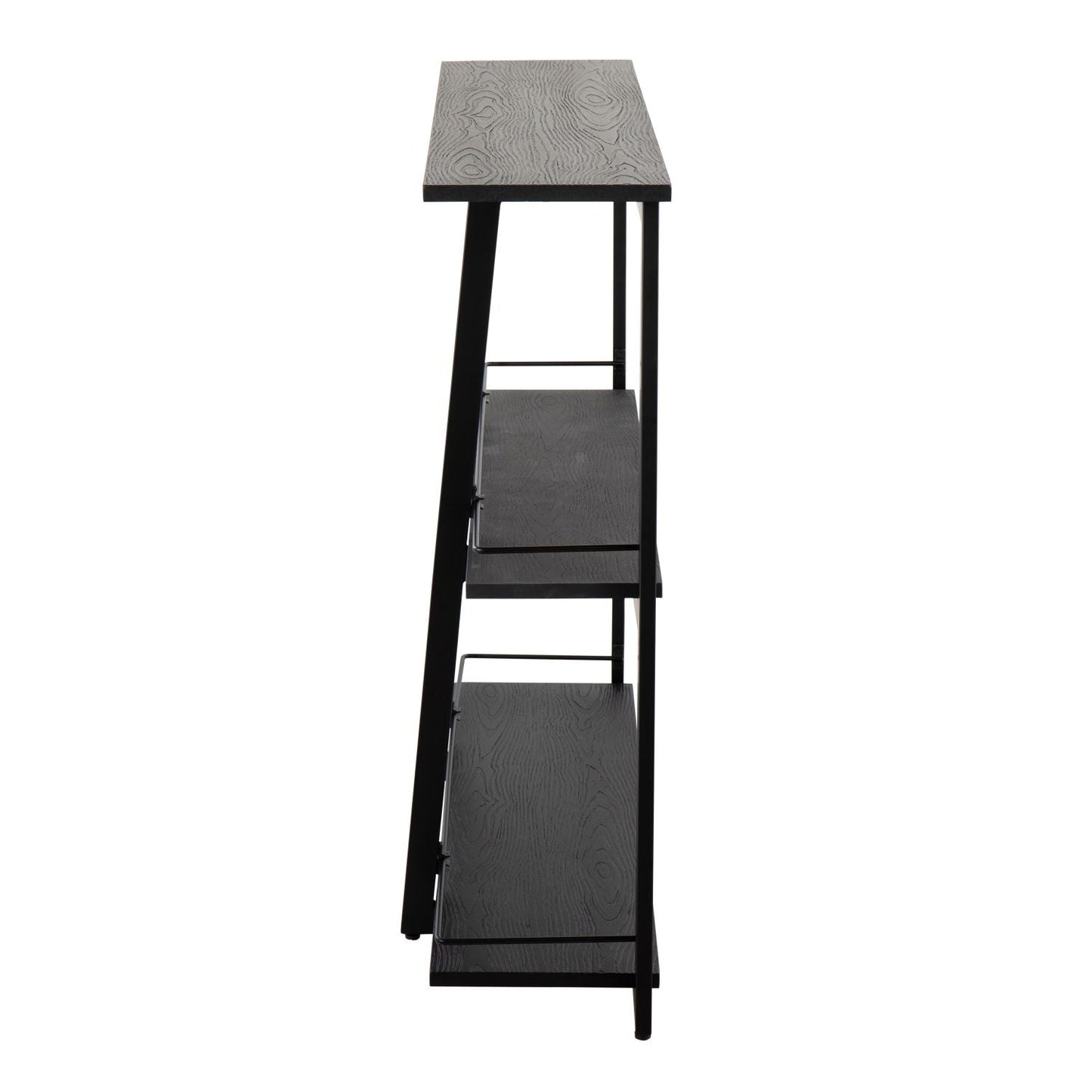 Converge Industrial Bookcase in Black Steel and Black Bamboo by