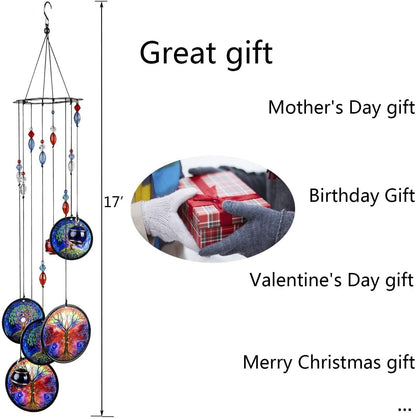 Garden Metal Wind Chimes Tree of Life Sympathy Crystal
