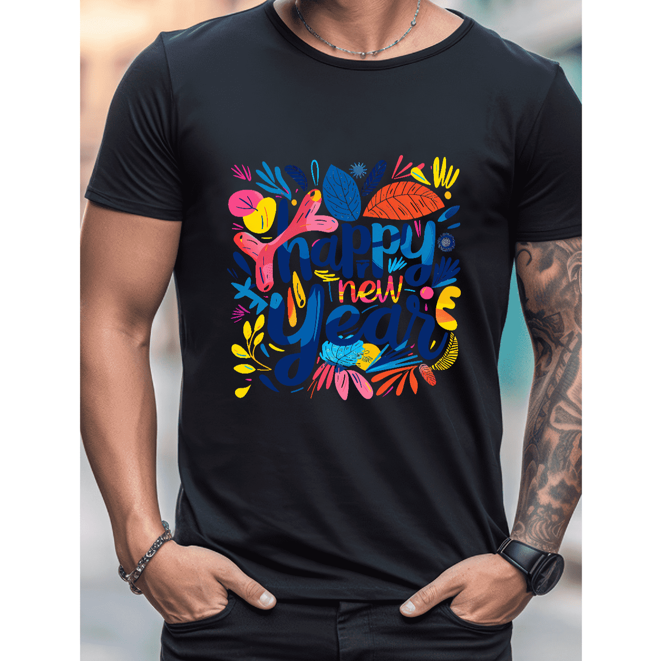 2025 New Year Cotton T-Shirt for Men - Stylish & Comfortable Short Sleeve Tee for All Seasons