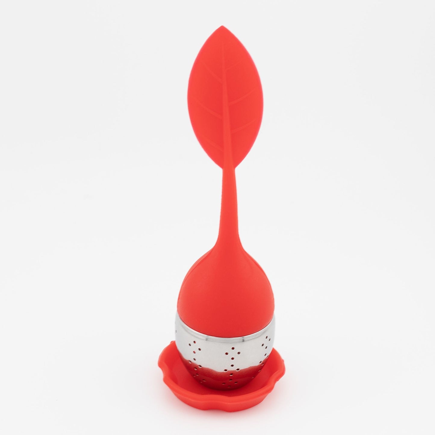 1pc Tea Infuser Silicone Handle Stainless Steel Strainer Drip Tray Included - Loose Tea Steeper - Best Tea Infuser For Loose Leaf Or Herbal Tea