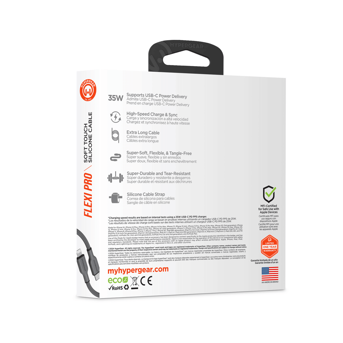 HyperGear Flexi PRO USB-C to Lightning Cable 10ft