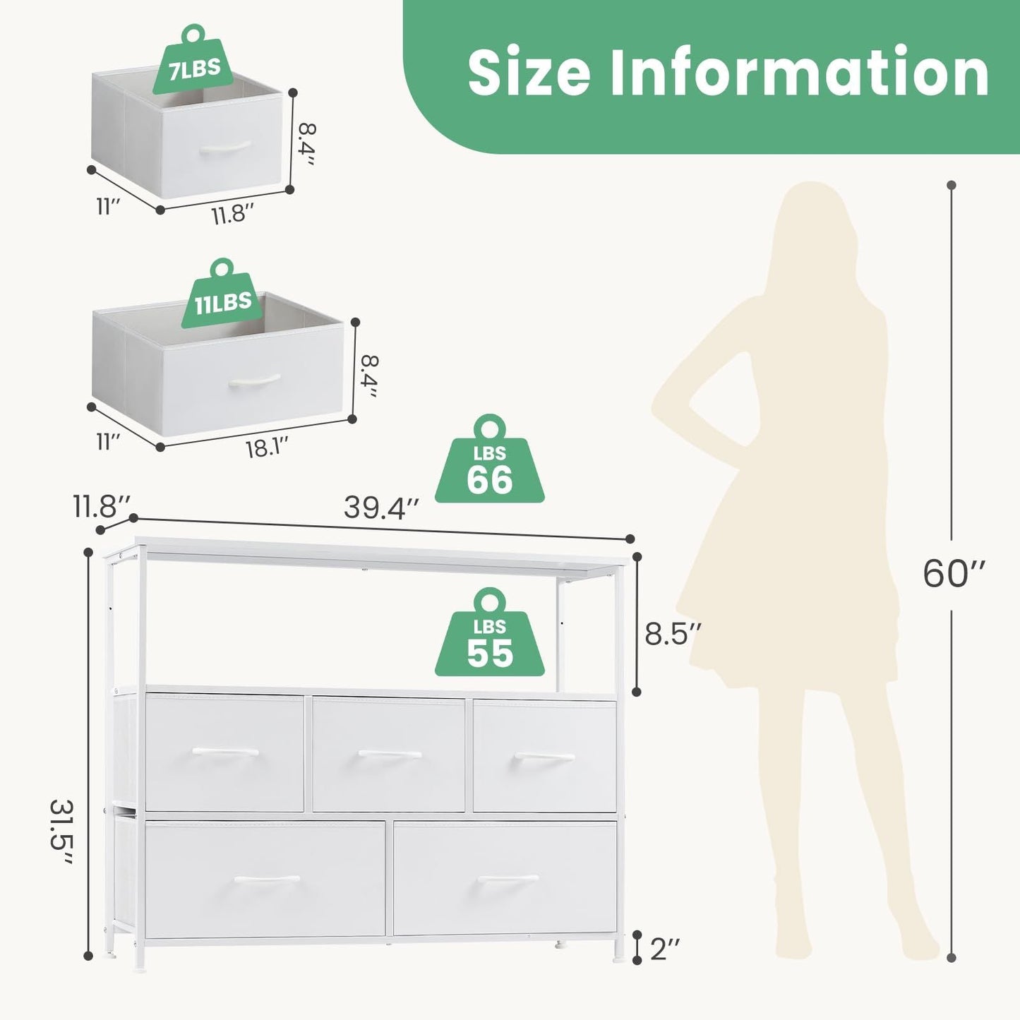 Dresser for Bedroom, Chest of Drawers, 5 Drawer Dresser, Closet Fabric Dresser with Metal Frame tv stand
