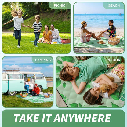 (2025 Upgrade) Extra Large Waterproof Picnic Blankets | Foldable Sandproof Beach Blanket N Outdoor Blanket | 5-Layer Machine Washable Soft Picnic Mat for Camping, Grass, Park N Stadium
