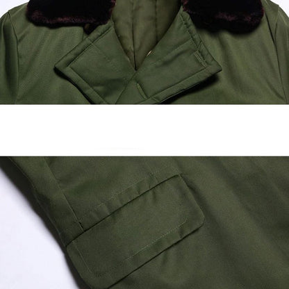 Retro Northeast Men's Winter Thick Long Trench Coat Jacket Military Coat