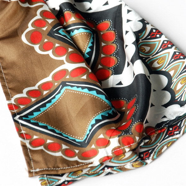 Blando Brown Tone Fantastic Multi-Patterns Chic Natural Soft Silky Scarf/Wrap/Shawl(Small)