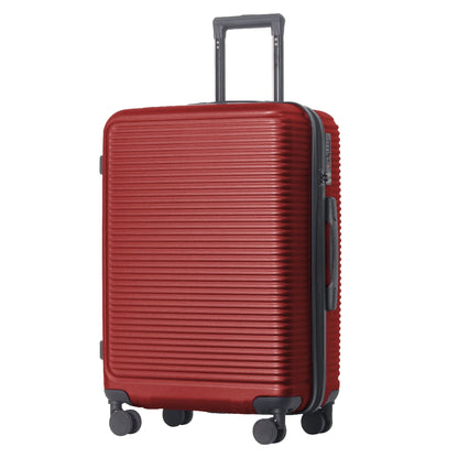 Luggage Sets ABS Hardshell 3pcs Luggage, Lightweight Durable Suitcase sets Spinner Wheels Suitcase with TSA Lock 20''24''28'' Available(WINE RED)