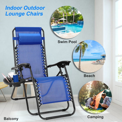 2Packs Zero Gravity Lounge Chair with Dual Side Tray 330lbs Load Foldable Recliner Chair