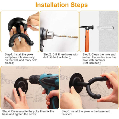 Wall Mount Guitar Hanger Padded Steel Guitar Bracket Holder Hook Rack