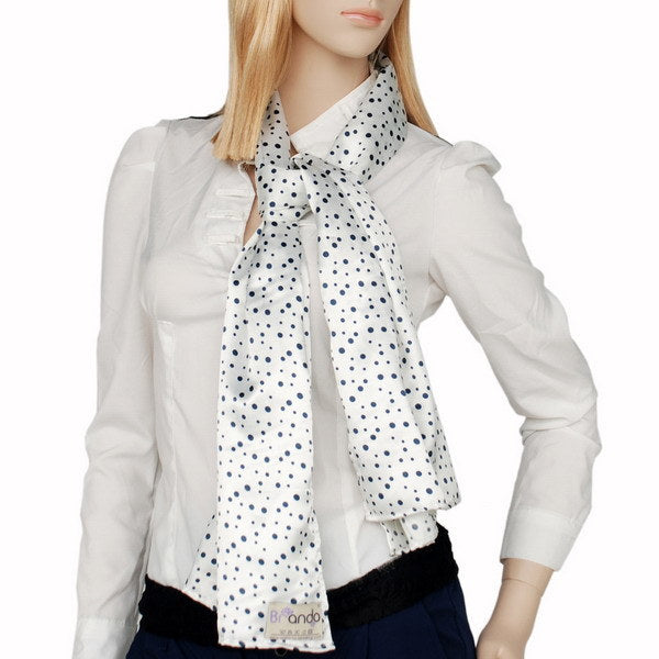 Blando White Background Little Black Dots Douce Extremely Soft Silk Scarf/Wrap/Shawl(Small)