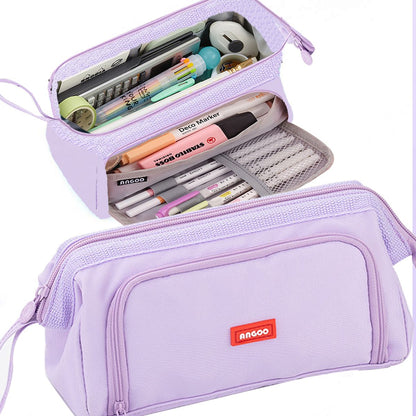 Maximize Your Storage Space with this Large Capacity Canvas Pencil Case!
