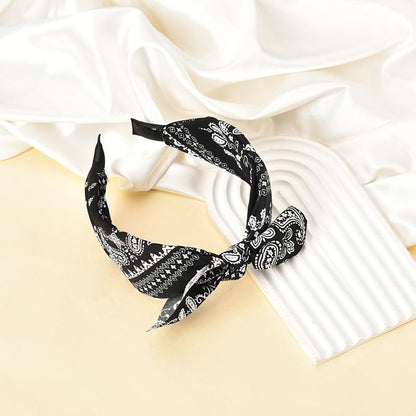Bandana Headbands with Knotted Bow and Rabbit Ear Design for Women and Girls - Black Bowknot Hairband Accessories