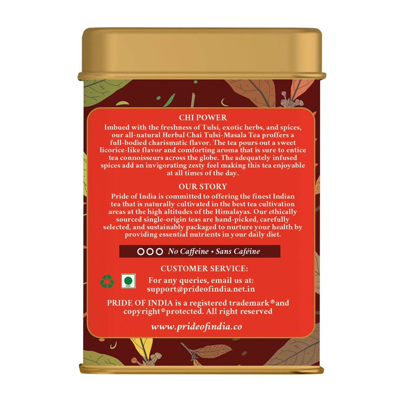 Pride Of India Herbal Chai (Comforting Spiced Tea), 15 Tea Bags
