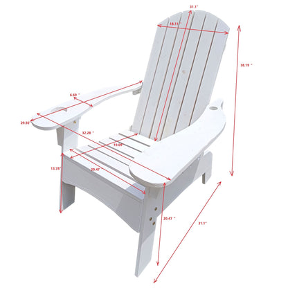 Outdoor or indoor Wood Adirondack chair with an hole to hold umbrella on the arm