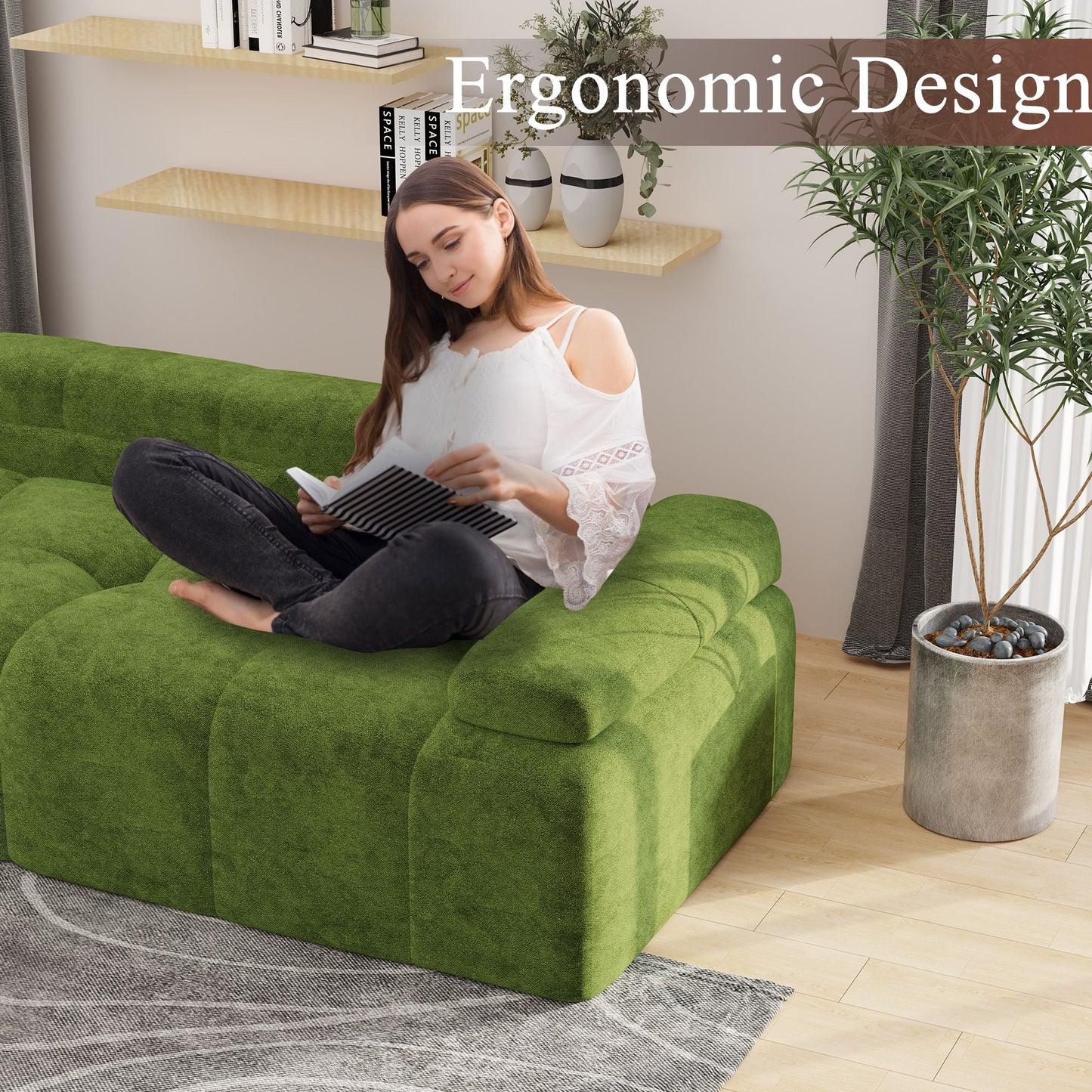 Modern Sofa Bed,Velvet Sleeper Couch,3 Seater Tufted Sofa,And Adjustable Backrests For Small Spaces, Living Room, Bedroom
