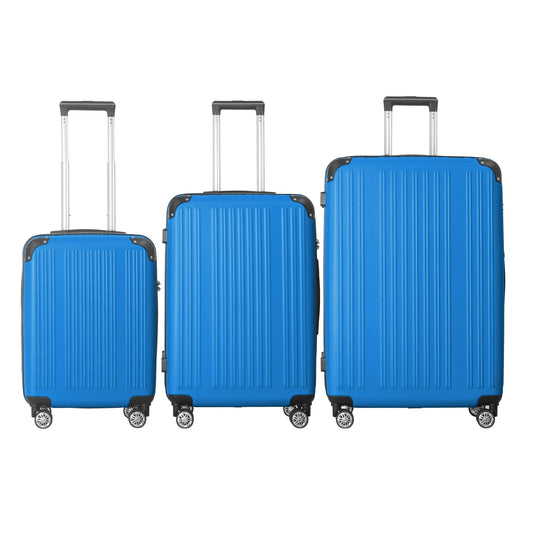 3-Piece Lightweight ABS Hardshell Luggage Set (20", 24", 26") in Deep Blue with Spinner Wheels, TSA Lock, and Adjustable Telescopic Handle - Durable Travel Suitcases