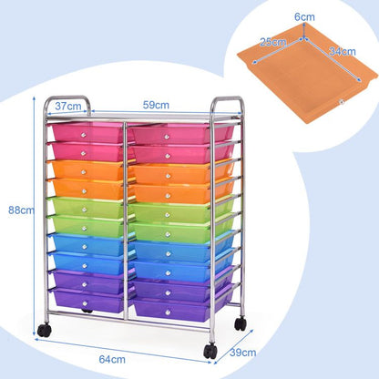 20 Drawers Rolling Storage Cart Studio Organizer