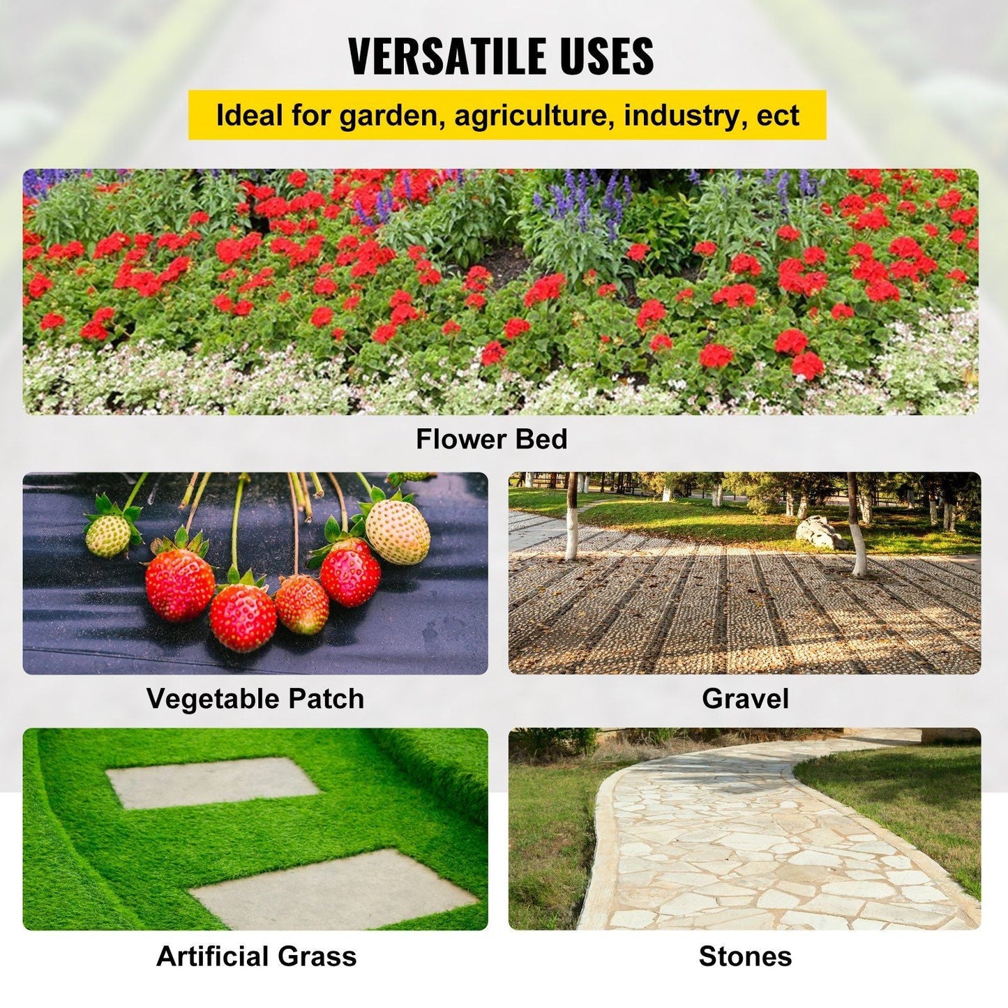 VEVOR Weed Control Fabric 6ft x 300ft - Geo Textile Fabric Heavy Duty - Woven Ground Cover for Commercial Greenhouse, Yard, Garden Barrier Cloth Blocker Mat