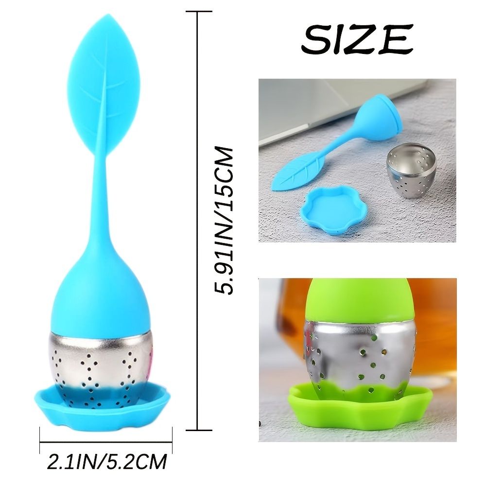 1pc Tea Infuser Silicone Handle Stainless Steel Strainer Drip Tray Included - Loose Tea Steeper - Best Tea Infuser For Loose Leaf Or Herbal Tea