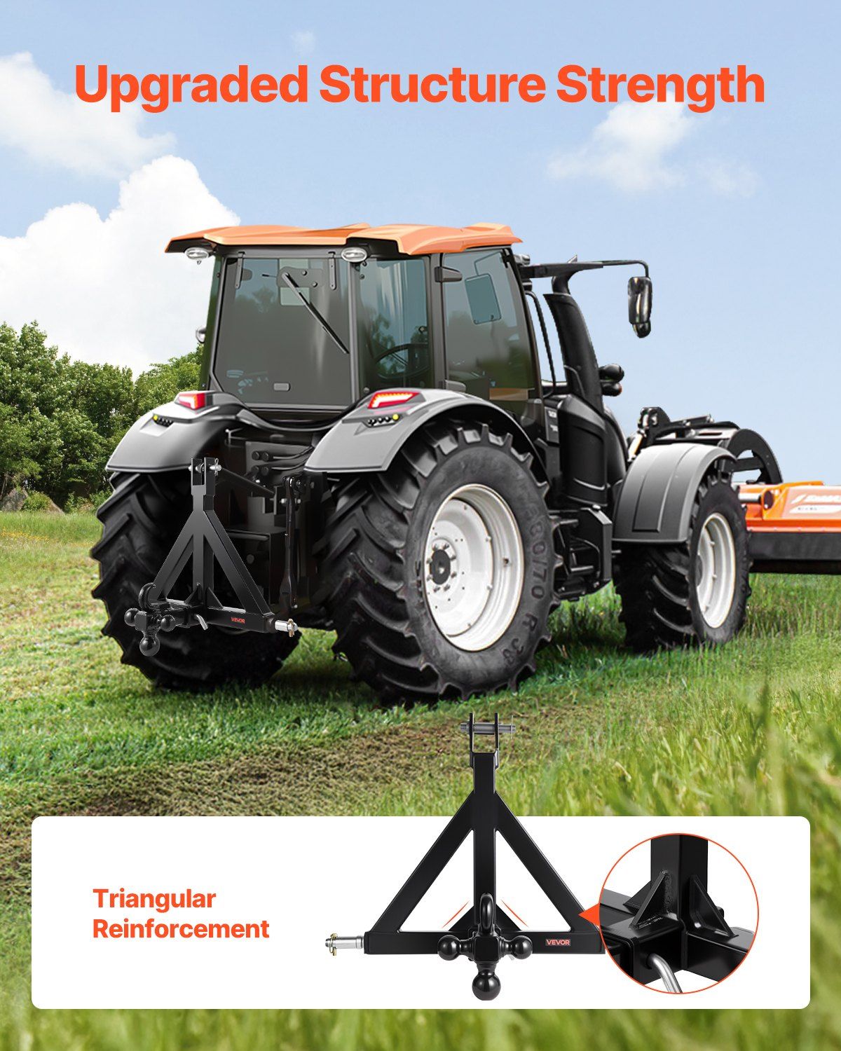 VEVOR 3 Point Trailer Hitch 2 in Receiver, 3pt Quick Hitch Attachment with 3 Trailer Balls, Tractor Tow Drawbar Adapter, Compatible with Kubota, Mahindra, Ford, Yanmar, John Deere, Massey Ferguson