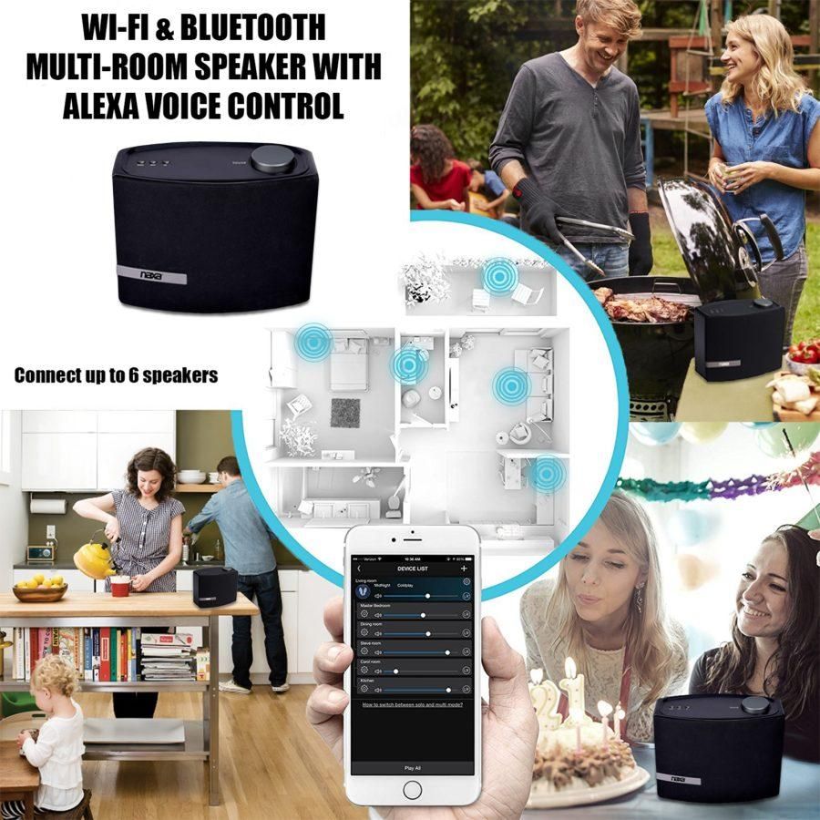 Naxa Wi-Fi & Bluetooth Multi-Room Speaker with Voice Control