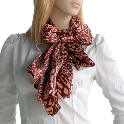 Blando Red & Ivory Distinctive Leopard Animal Print Fashion Soft Silk Scarf/Wrap/Shawl(Small)