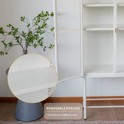 Modern Solid Color Matte Glass Storage Cabinet with Adjustable Shelves