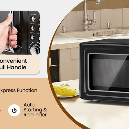 700W Retro Countertop Microwave Oven with 5 Micro Power and Auto Cooking Function