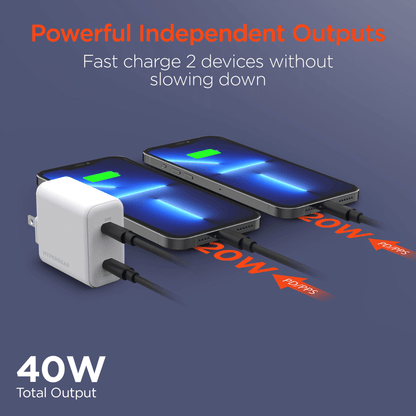 HyperGear PD40W Dual USB-C Wall Charger