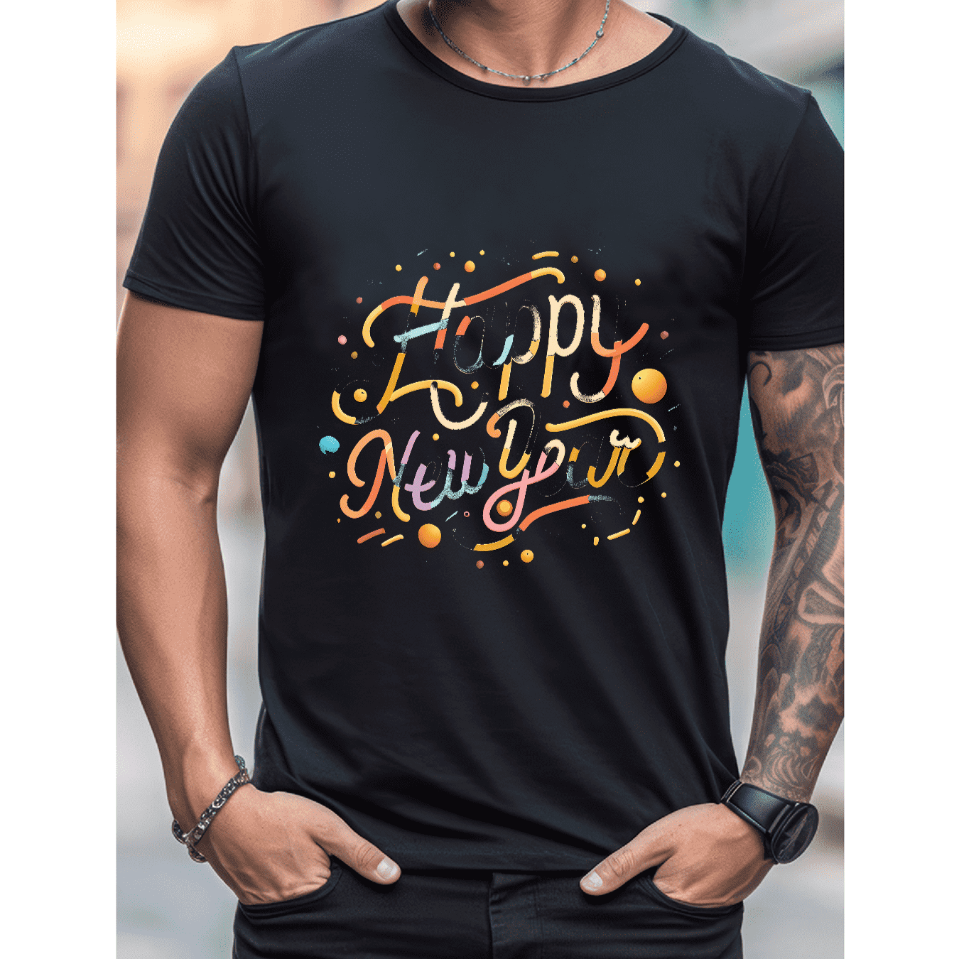 2025 New Year Cotton T-Shirt for Men - Stylish & Comfortable Short Sleeve Tee for All Seasons