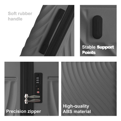 Luggage Sets ABS Hardshell 3pcs Luggage, Lightweight Durable Suitcase sets Spinner Wheels Suitcase with TSA Lock 20''24''28'' Available(Grey Ash)