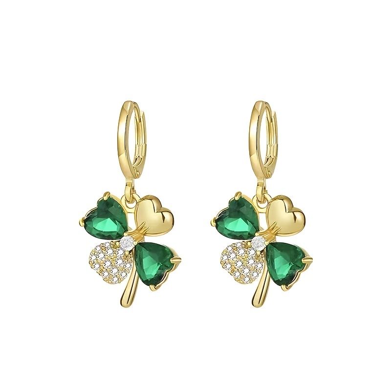 Creative Elegant Trendy Alloy Shamrock Pendant Earrings Gold Plated Decorative Accessories For Holiday Party Girls Accessories