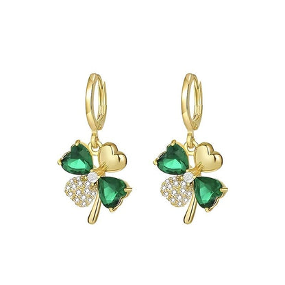 Creative Elegant Trendy Alloy Shamrock Pendant Earrings Gold Plated Decorative Accessories For Holiday Party Girls Accessories