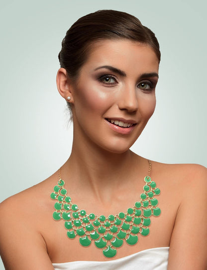 Jane Stone Fashion Statement Collar Necklace Vintage Openwork Bib Costume Jewelry