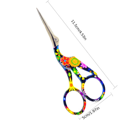 Craft Scissors Stork Sewing Embroidery Scissors With Leather Scissors Cover Bird Scissor For Fabric Cutting Paper Crafting Office Scissors Sewing Handicrafts Tool