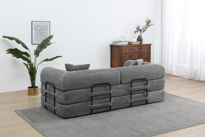 77.9'' Convertible Folding Sofa Bed – 4-in-1 Modular Floor Couch, Corduroy Small Cloud Couch, Compressed Foldable Sleeper Sofa, King Size Futon for Bedroom, Guest Room (Pink)