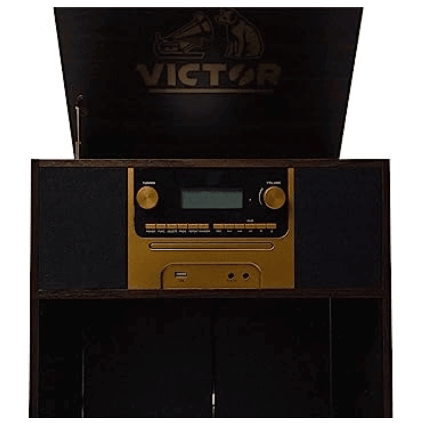 Victor Boyleston 7-in-1 3-Speed Turntable Music Center with Album Storage