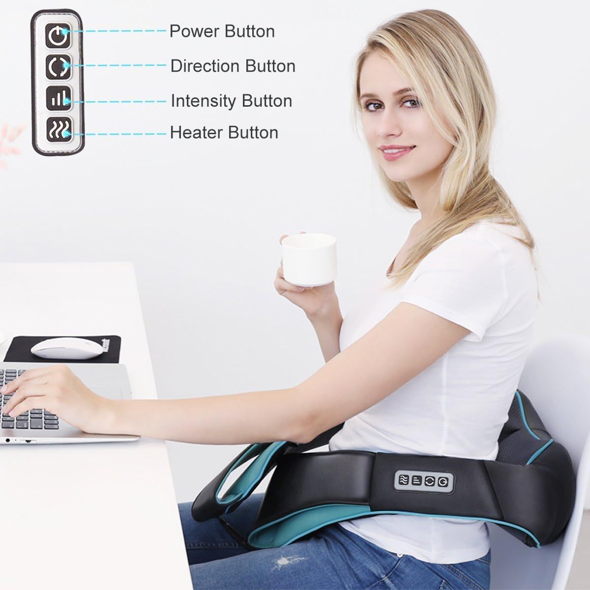 hiatsu Back Shoulder and Neck Massager with Heat, Electric Deep Tissue 4D Kneading Massage, Best Gifts for Women Men Mom Dad, Fathers Day, Mothers Day, Christmas Gifts