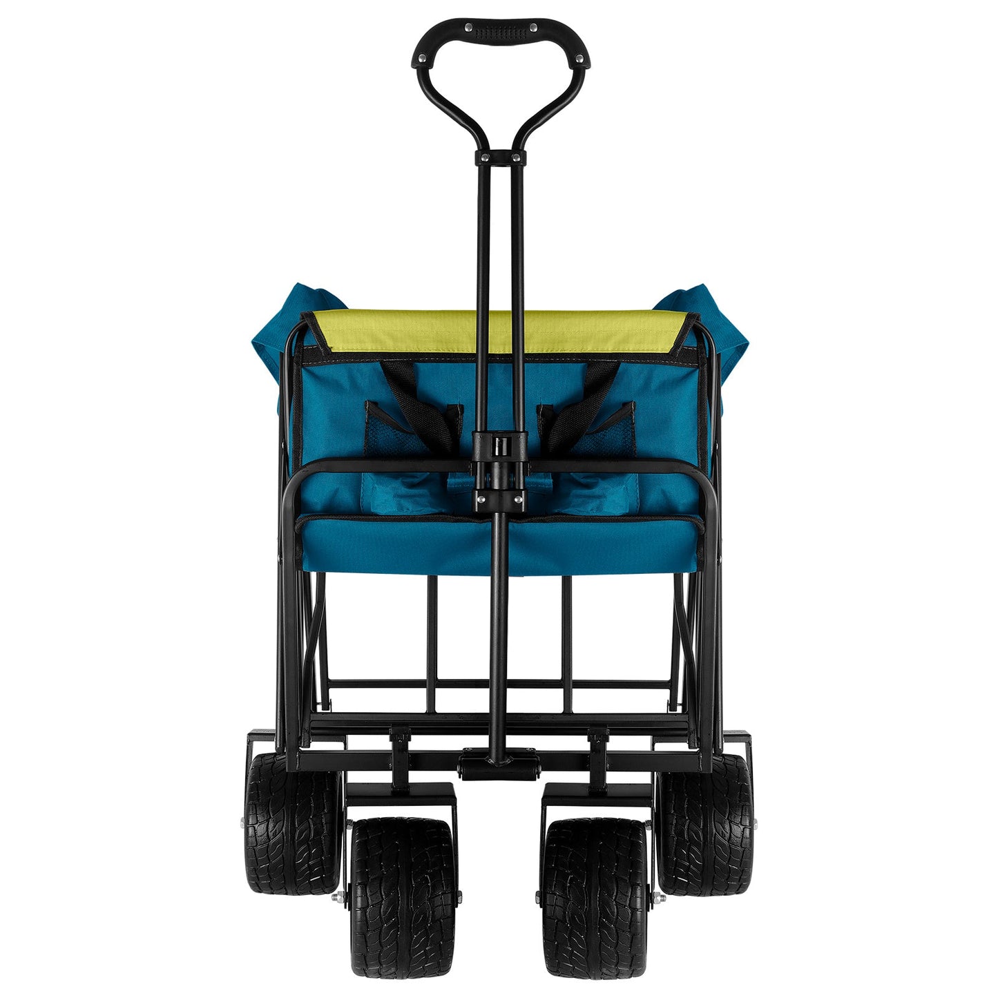 (FedEx pickup only) Collapsible Folding Wagon Utility Outdoor Camping Garden Cart with Adjustable Handle (Blue)