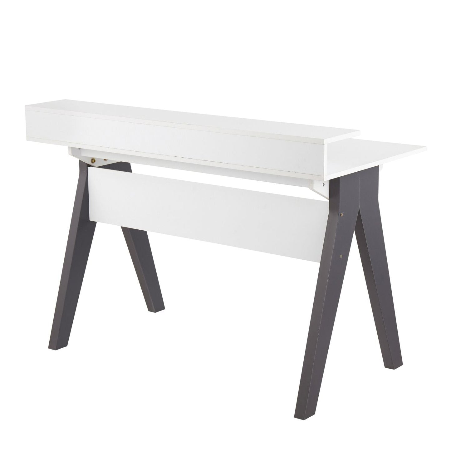 Wishbone Contemporary Desk in Grey and White Wood by