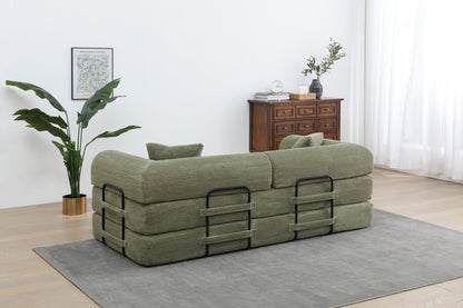 Foldable Sofa Bed, 77.9'' Folding Floor Couch, Compressed Convertable Sleeper Sofa, Memory Foam Couch with Pillow Back Support Armrest, 4-in-1 Futon Sofa Bed for Living Room, Army green