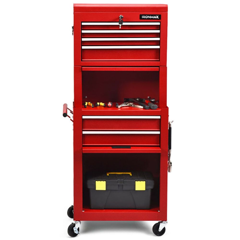 2-in-1 Rolling Tool Chest with 5 Sliding Lockable Drawers