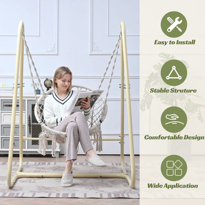 Handmade Macrame Swing Hammock Chair with Stand - Indoor/Outdoor Boho Style Seating